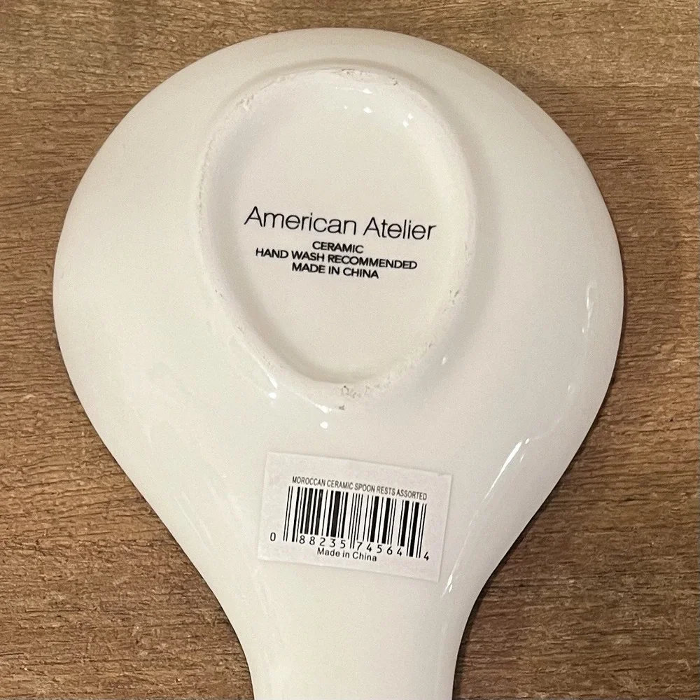 NWT American Atelier Moroccan Ceramic Spoon Rest Multicolor Boho‎ Tile Medallion